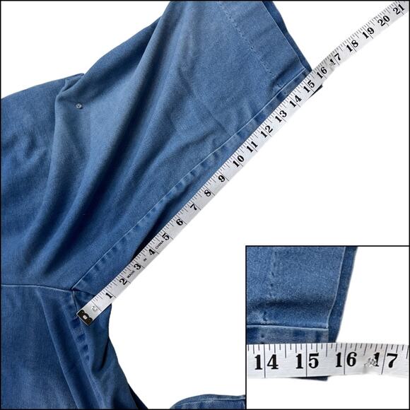 Alfred Dunner Blue Denim Elastic Waist Pull On Capri Jeans Pockets 10 Petite - Picture 10 of 11